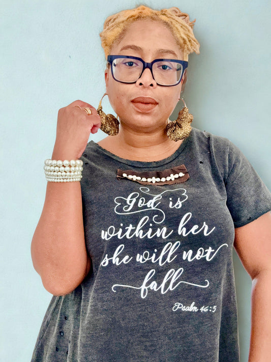 "God is within Her" Distressed Shirt
